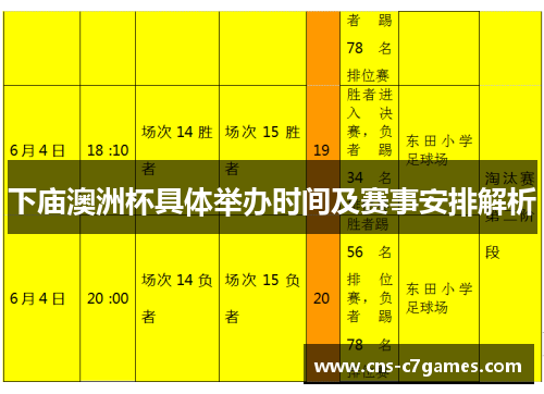 下庙澳洲杯具体举办时间及赛事安排解析